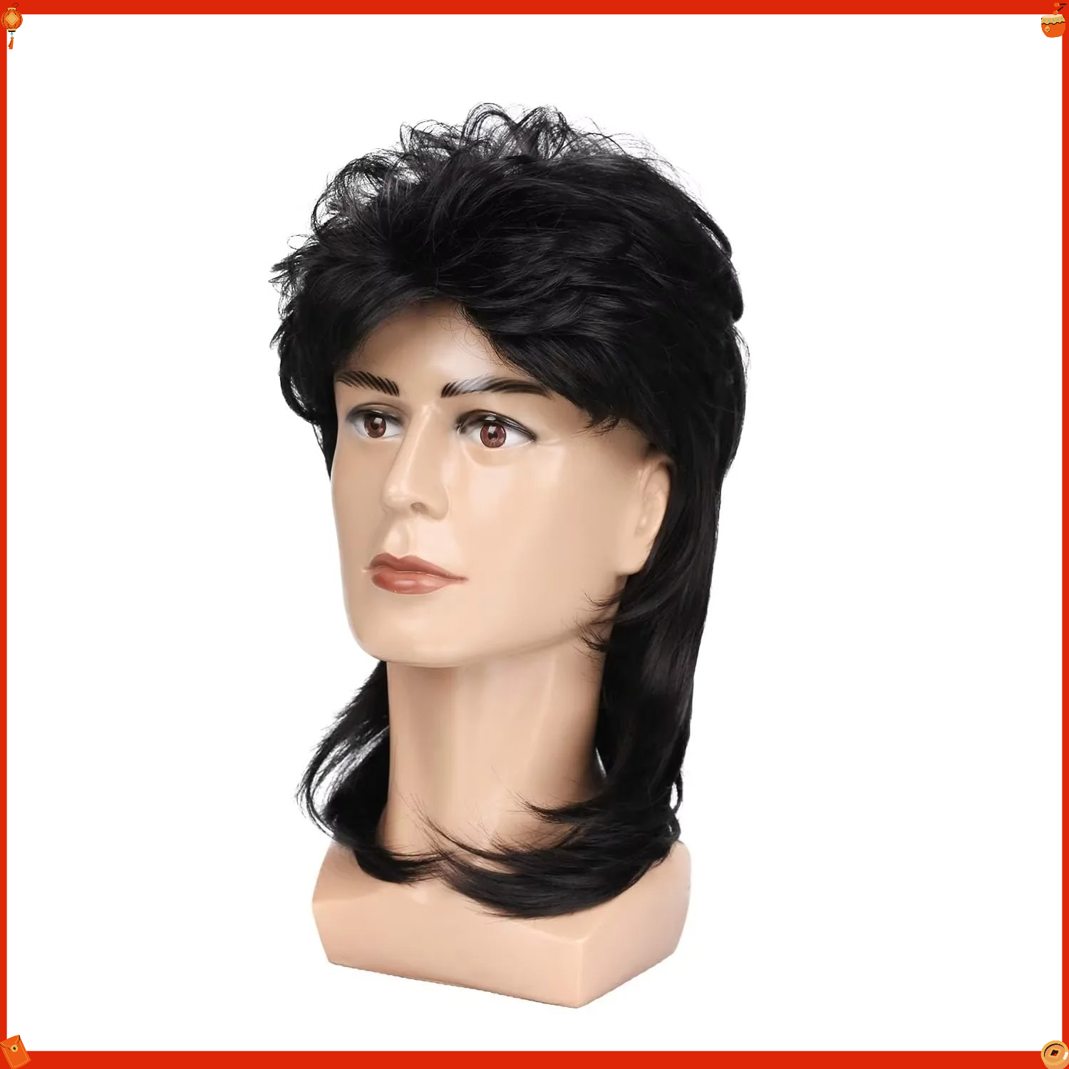 Synthetic Mullet Wig for Men 7 - Men'S Accessories In The 80S ulasan dan harga