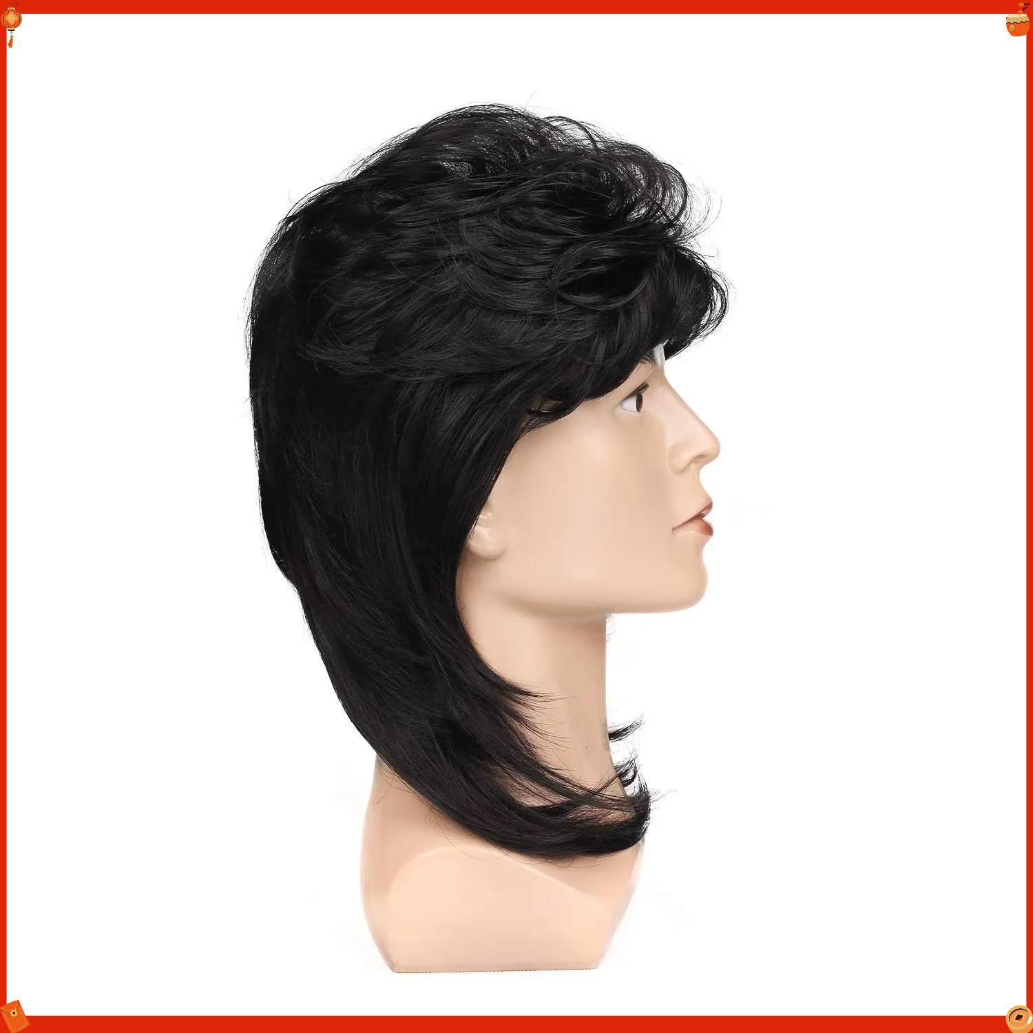 Synthetic Mullet Wig for Men 7 - Men'S Accessories In The 80S ulasan dan harga