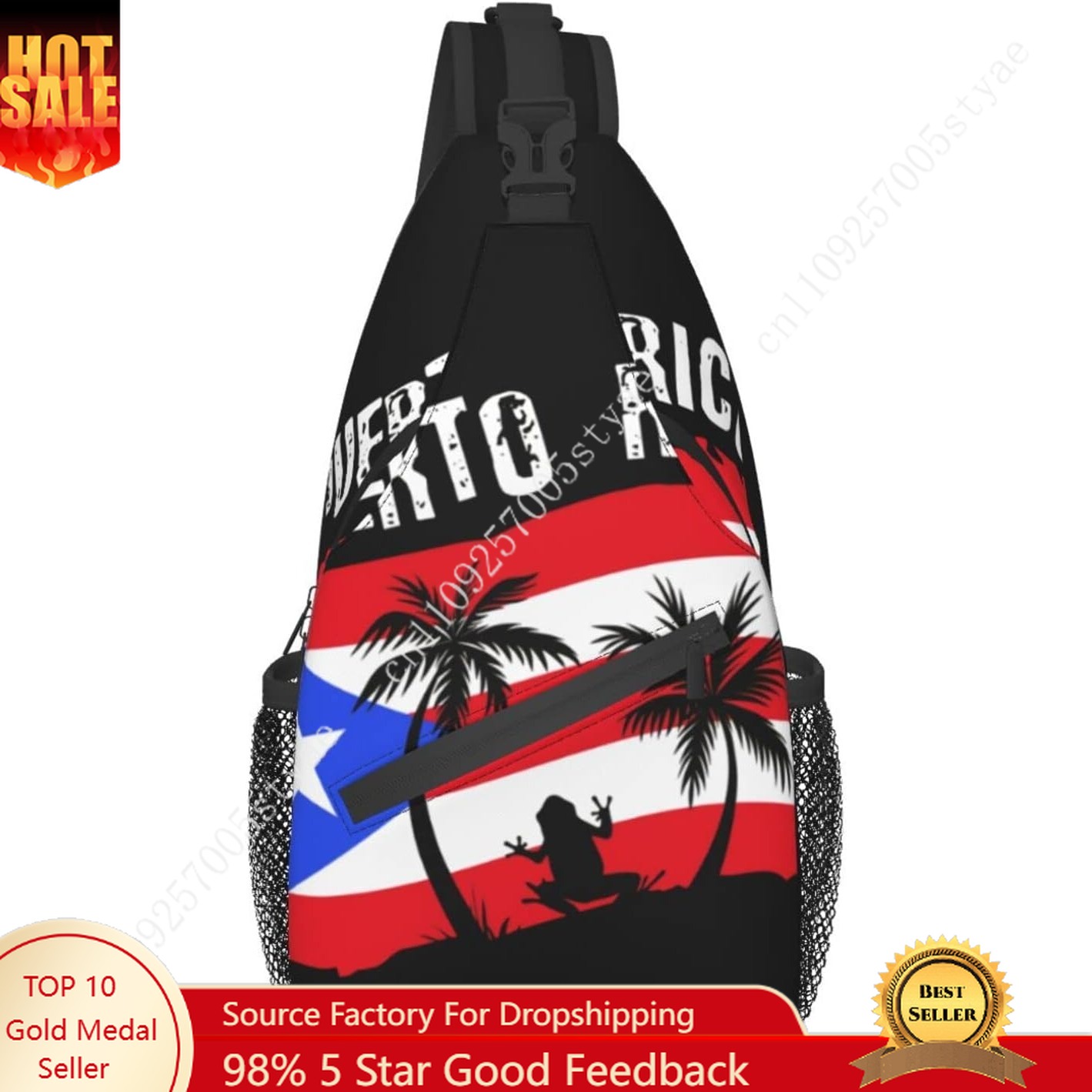 Puerto Rican Flag Sling Backpa - Men'S Accessories Travel Bag ulasan dan harga