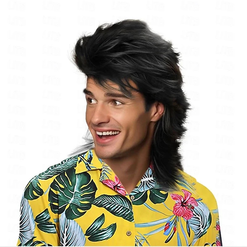 Men Black Synthetic Hair Mulle - Men'S Accessories In The 80S ulasan dan harga