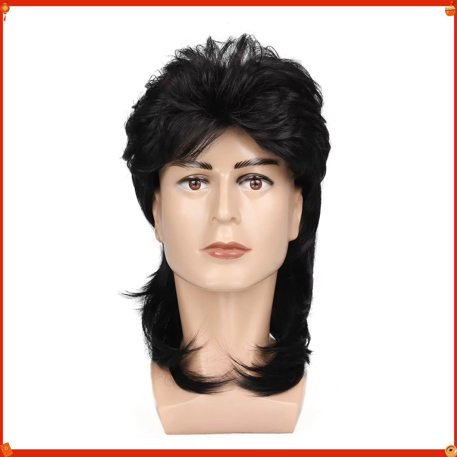 Synthetic Mullet Wig for Men R - Men'S Accessories In The 80S ulasan dan harga
