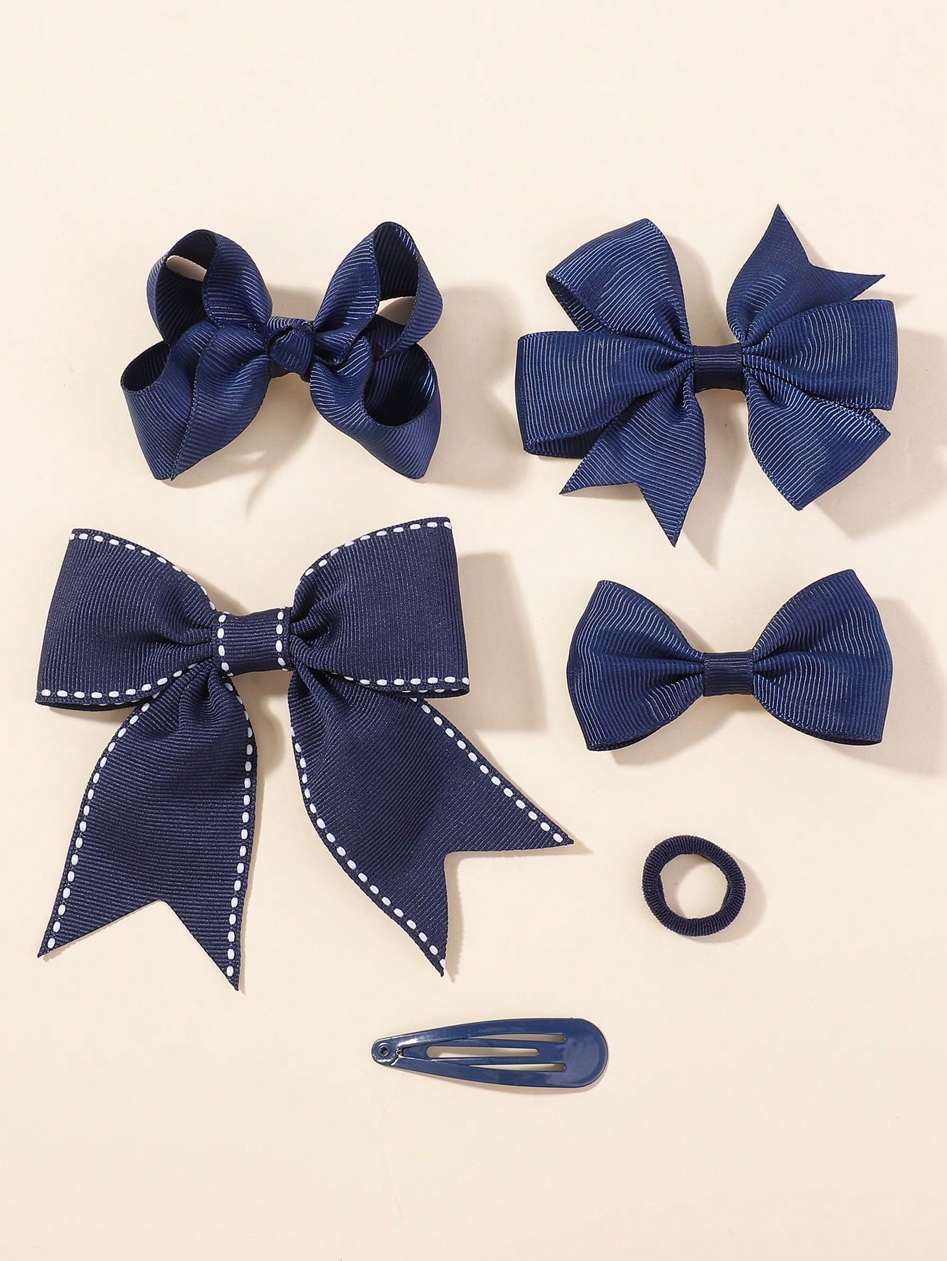 34Pcs Navy Blue Bow Hair Acces - Tie Clip Set ulasan dan harga