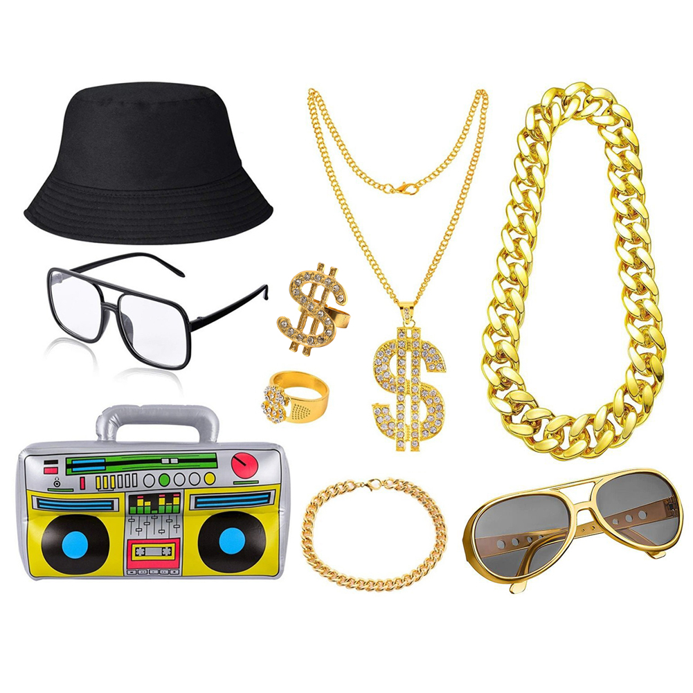 80s 90s Hip Hop Costume Kit fo - Men Accessories Combo ulasan dan harga