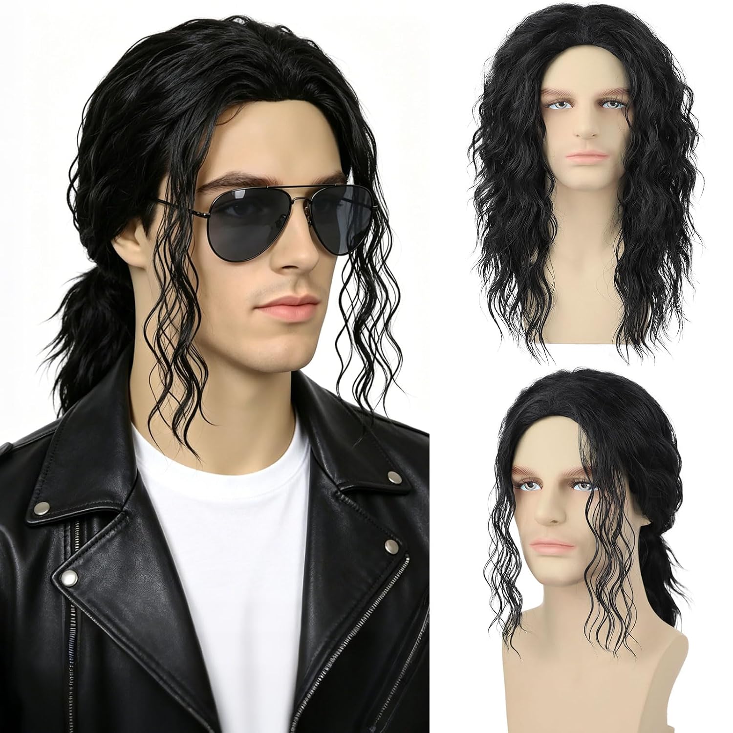Mens Black Curly Wig for Costu - Men'S Accessories In The 80S ulasan dan harga
