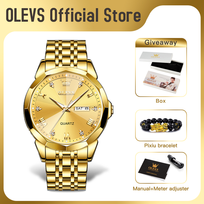 OLEVS Men‘s Watches Gold Origi - Men'S Accessories Display ulasan dan harga