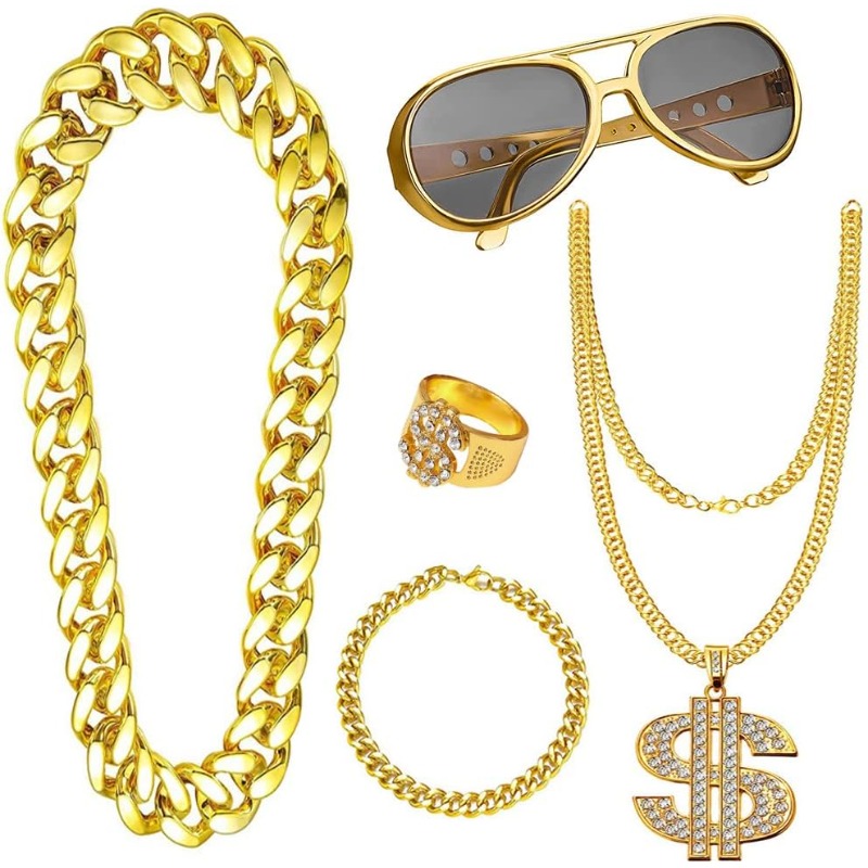 5pcs Hip Hop Costume kit,80s F - Men'S Accessories In The 80S ulasan dan harga