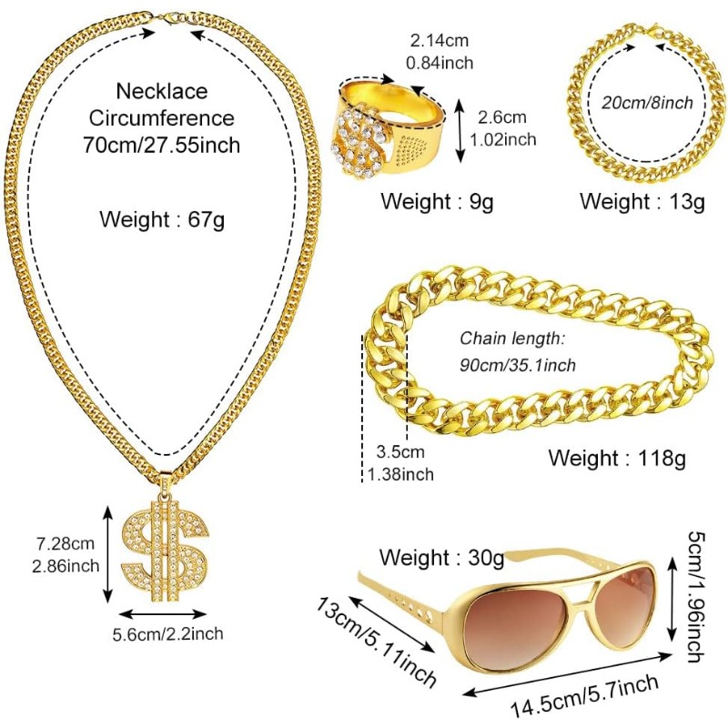 5pcs Hip Hop Costume kit,80s F - Men'S Accessories In The 80S ulasan dan harga