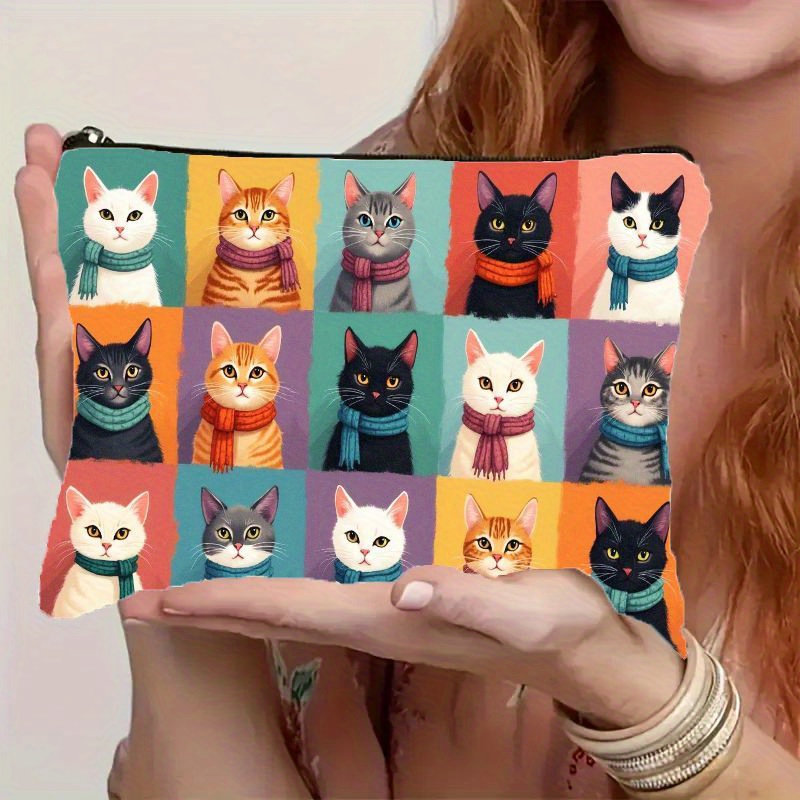 Cute Cat Print Makeup Bag, Zip - Travel Organizer Men ulasan dan harga